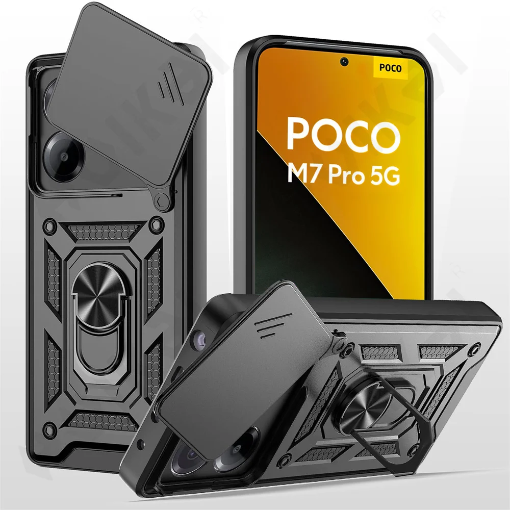 Slide Camera Protector 360° Ring Armor PC Hard Case Cover