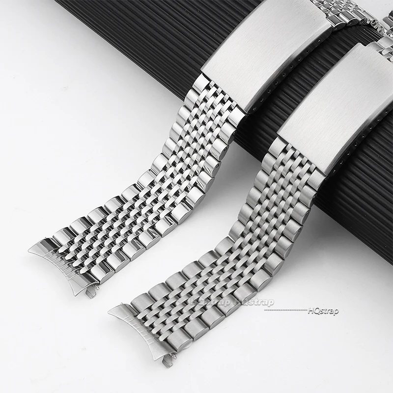 18 mm 20 mm 22 mm gebogenes Edelstahl-Uhrenarmband mit flachem Ende für Seiko, solides Metallarmband für Rolex, poliertes mattes Business-Armband – Detail 3