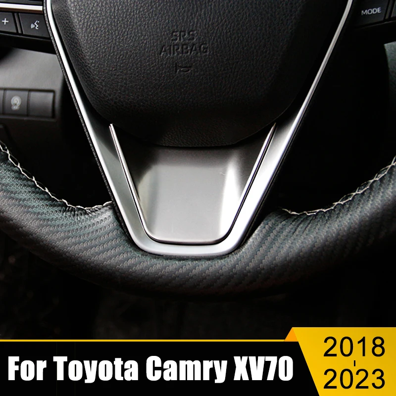 

Car Accessories For Toyota Camry 70 XV70 2018-2021 2022 2023 Stainless Steel Steering Wheel Button Panel Cover Trim Stickers