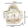 INS Style Coutryside Wheat Straw Handbags For Girls Women Small Handmade Woven Beach Bags With Lace Flower Bags 2