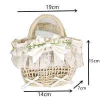INS Style Coutryside Wheat Straw Handbags For Girls Women Small Handmade Woven Beach Bags With Lace Flower Bags 2
