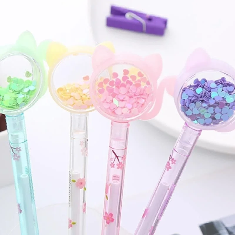 4 Stück Schreibwaren Stifte Roman kreative Kawaii Katze Glitter Erholung niedlichen Gel Stift