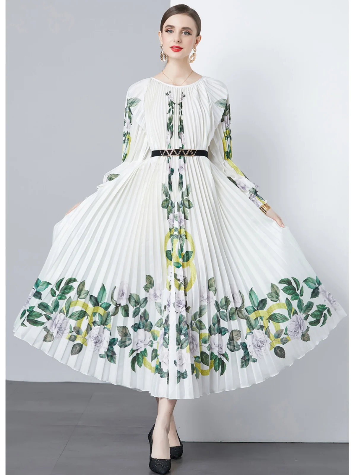 

Юбка миаке плиссированная большого размера длиной 5,5 м, платье Плиссированное в иностранном стиле, удобная универсальная одежда для мам среднего возраста