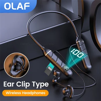 OLAF 이어클립 넥밴드 이어폰, 블루투스 무선 헤드폰, 핸즈프리 헤드셋, 스포츠 C 타입 이어버드, 마이크 LED 지지대 SD