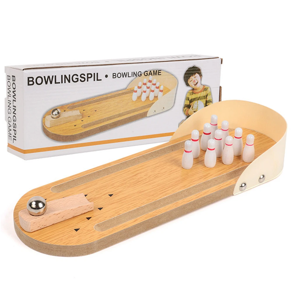 Tabletop Mini Bowling Game Set with 10 Pins Wooden Board Bowling Toys Desktop Set for Men Women Teens Kids bowling accessories
