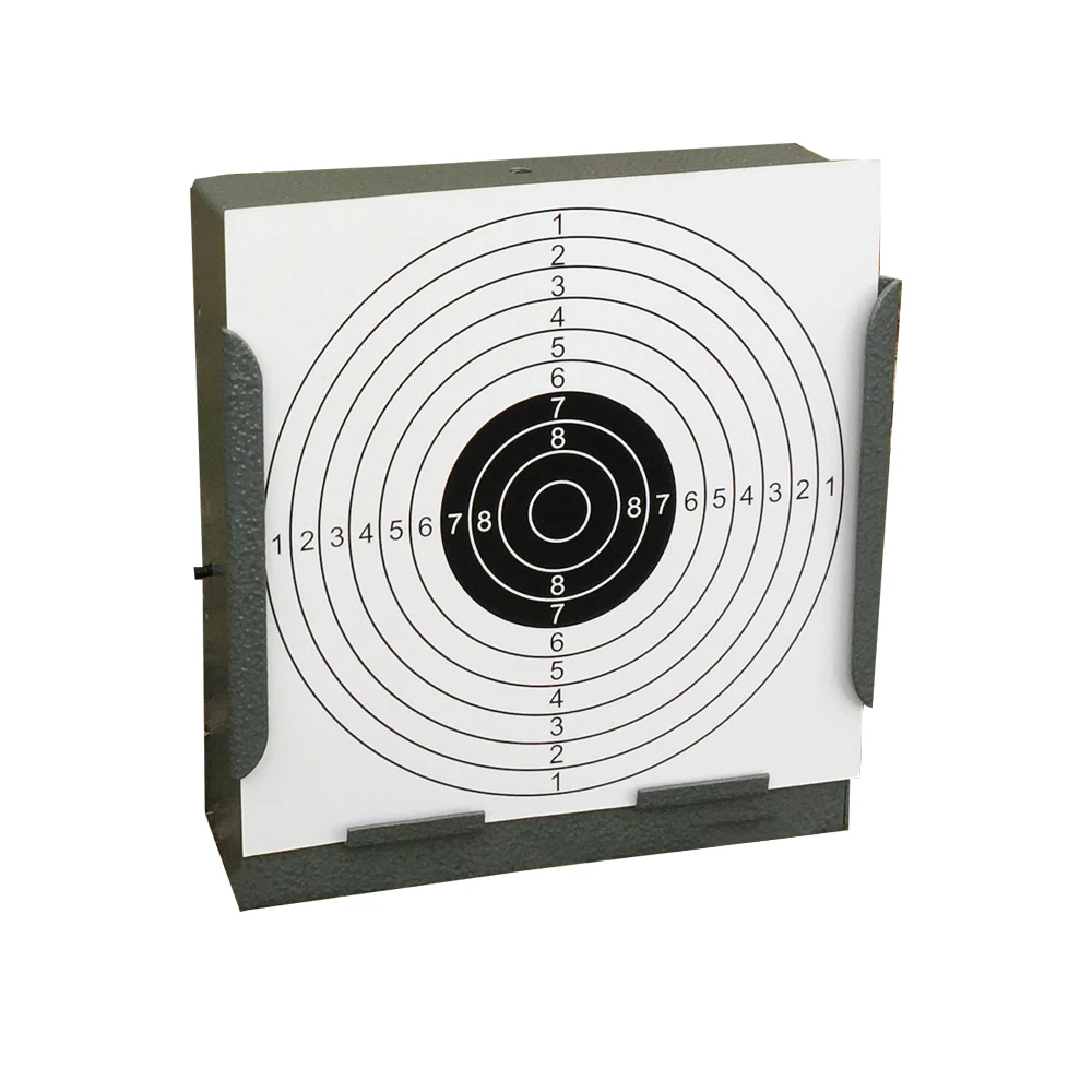 

Grey Square Steel Pellet Trap+20 Pcs of Paper Targets(Bull's-eyes)-5.50"*5.50"