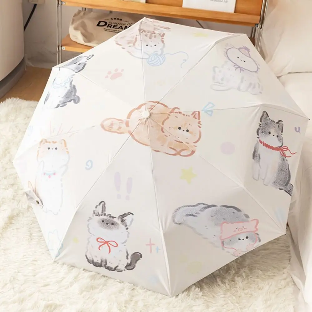 3-Ribs Cartoon Cat Umbrella Automatic Lightweight Cat Sun Protection Umbrella UV Protection Waterproof Folding Sun folding umbrella mini sun umbrella sun umbrella automatic sun umbrella