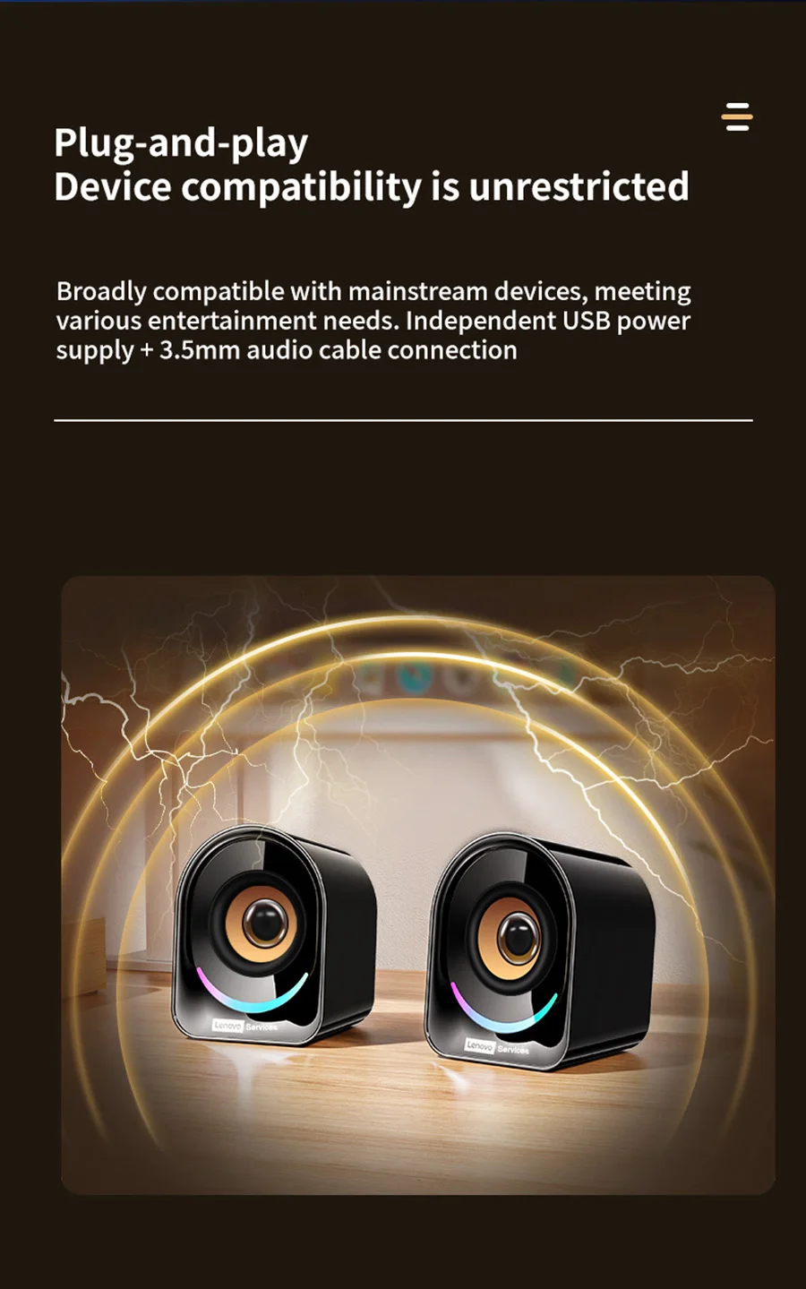 Lenovo Tragbarer Mini Kabelgebundener Desktop-Lautsprecher Multimedia-Audiosystem Mit Verbessertem Bass Klarer Klang Für Pc Laptop Sab2F0019D0F54D80997571E4B7Bb7D21X