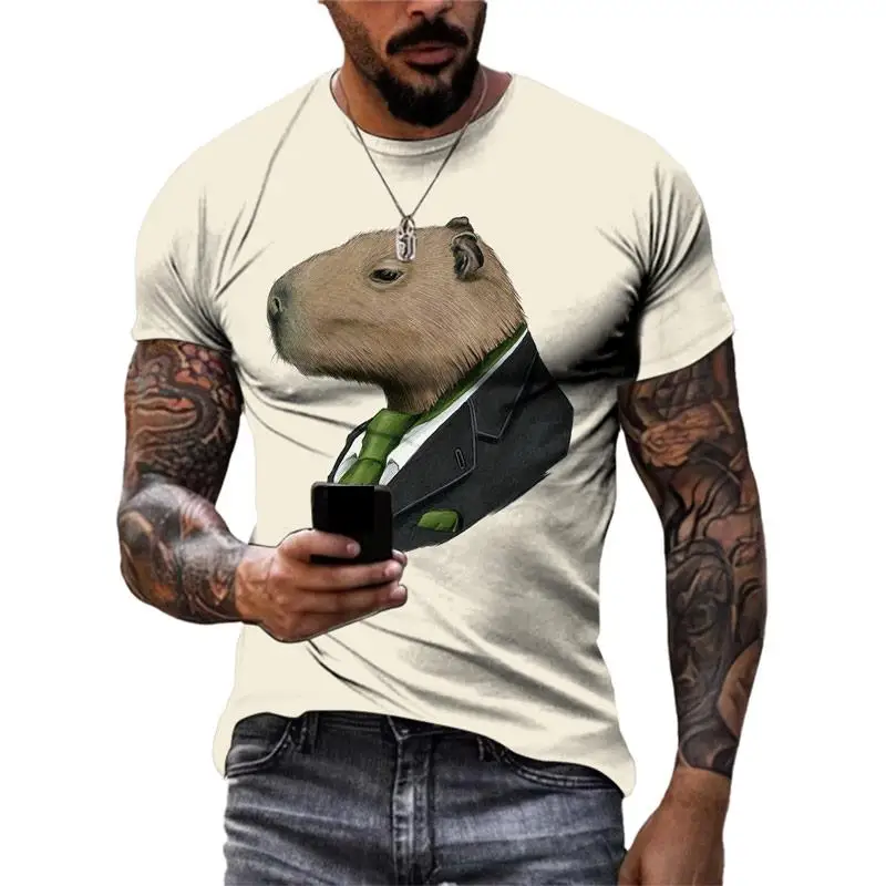 

Summer Trend Funny Capybara Graphic T Shirts Men Hip Hop Casual Fashion Streetwear 3D Print Oversized O-neck Short Sleeve Tops