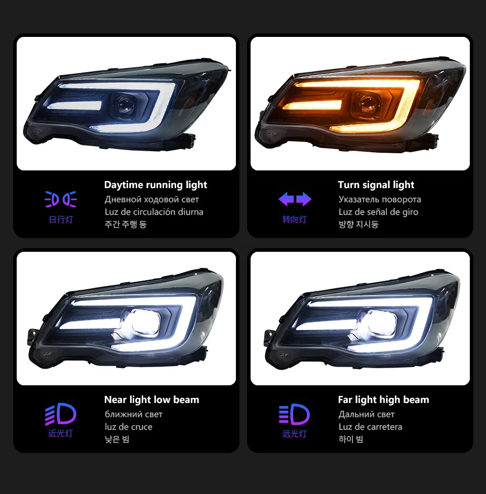AKD Head Lamp for Subaru Forester LED Headlight 2013-2018 Headlights Forester DRL Turn Signal High Beam Angel Eye Projector