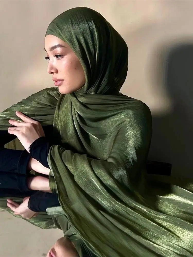

Eid Organza 70*175 cm Maxi Satin Khimar Abaya Dubai Arabic Islam Muslim Scarf Women Shimmer Hijab Turban Hijabs Musulmans Femme