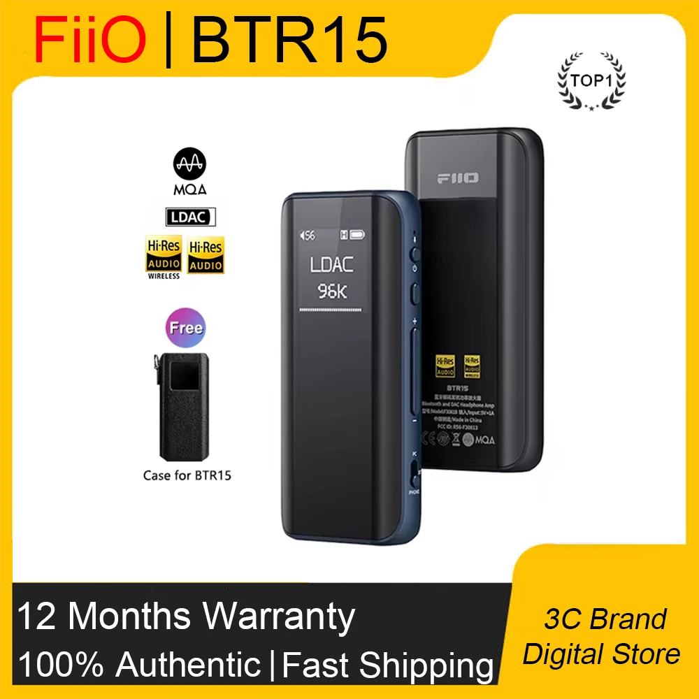 Original FiiO BTR15 Bluetooth 5.1 Receiver USB DAC AMP Hi-Res Headphone Amplifier 2 ES9219MQ DSD256 LDAC/aptX 3.5/4.4mm Output