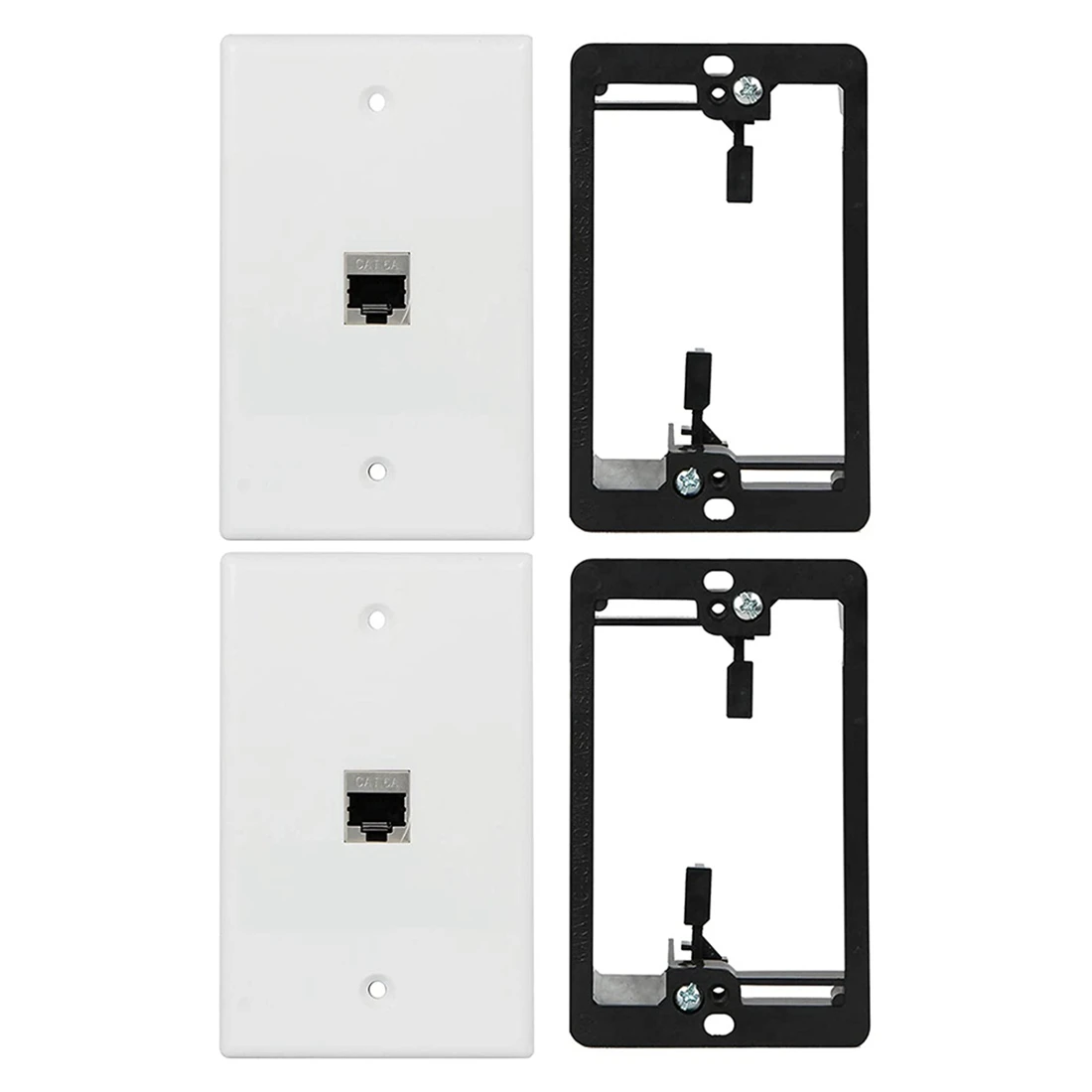 A74E-Cat6 월 플레이트 1 포트 1 갱 RJ45 키스톤 월 플레이트용 + 저전압 장착 브래킷 + 암형 CAT6A 완전 차폐형