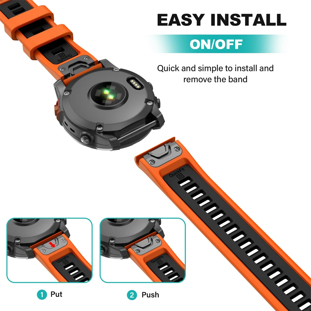 Silicone QuickFit Release Watch Band - Soft Strap Bracelet, 22mm and 26mm