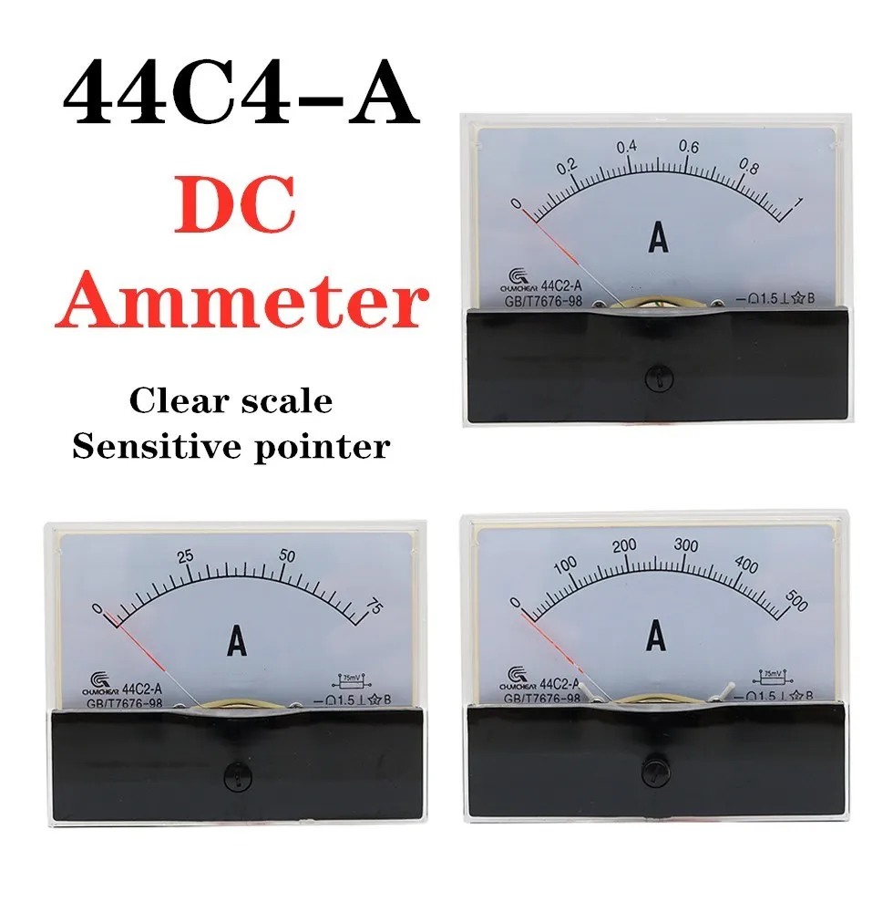 

44C2 DC ammeter analog panel pointer ammeter DC 1A 3A 5A 10A 15A 20A 30A 50A 75A 100A 150A 300A 450A 500A Amperemeter