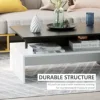 Two-Tone Color Geometric Shape Sofa End Table with Storage Shelving, Black/White 5