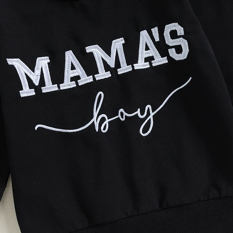 Toddler Boys Sweatshirts Letter Embroidered Crew Neck Long Sleeve Baby Pullovers Fall Casual Tops