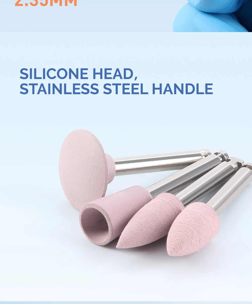 AZDENT Dental Silikon-Schleifköpfe, Porzellan-Finishing, Polieren, Zahnpolierer, 2,35 mm, für Handstück mit niedriger Geschwindigkeit, Zahnmedizin-Werkzeug – Detail 4