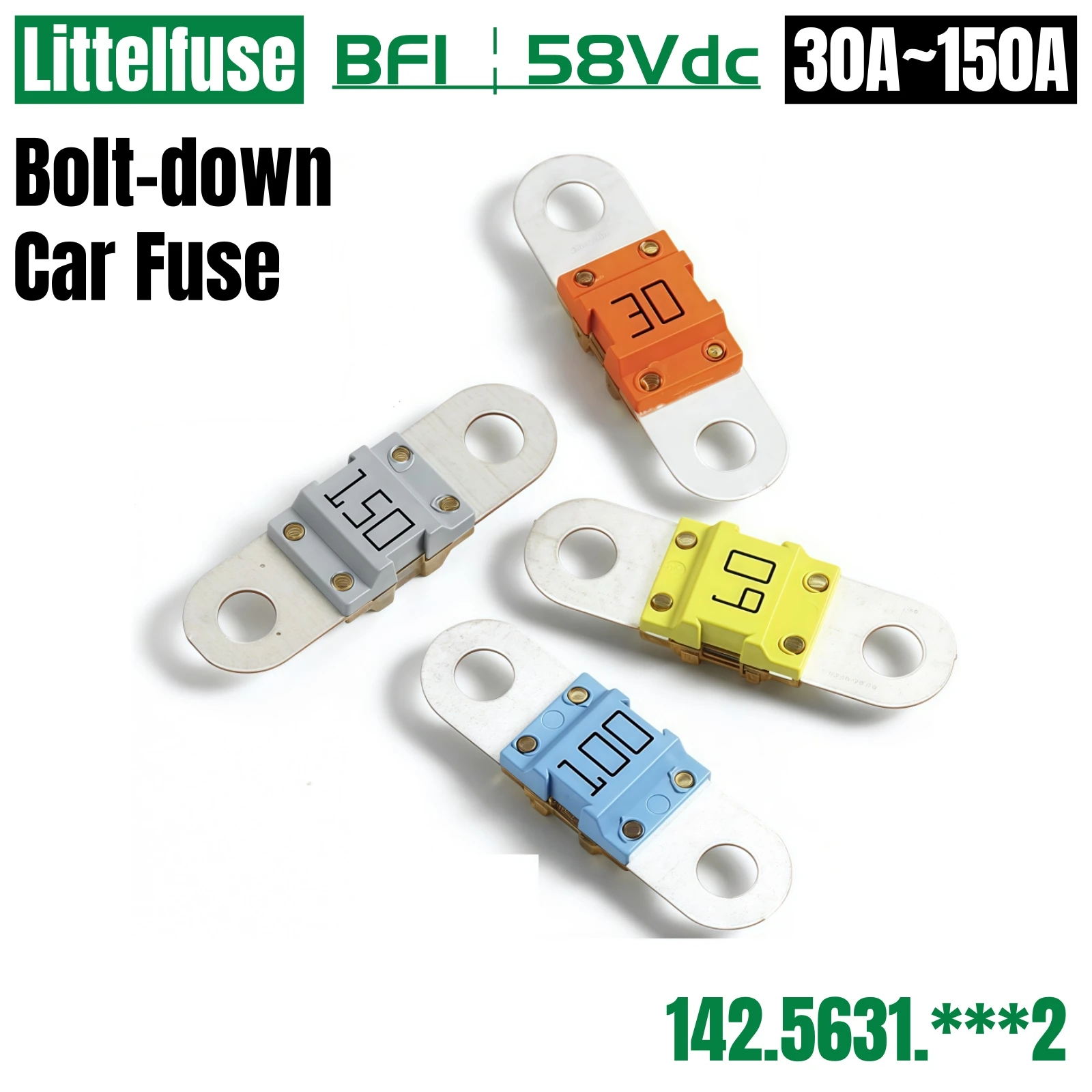 Littelfuse BF1 Bolt-down Fuse 30A 40A 50A 80A 100A 125A 150A Rated 58V Bolt Type Flat Type Fuse 142.5631. Mazda Focus M5 M6 fuse