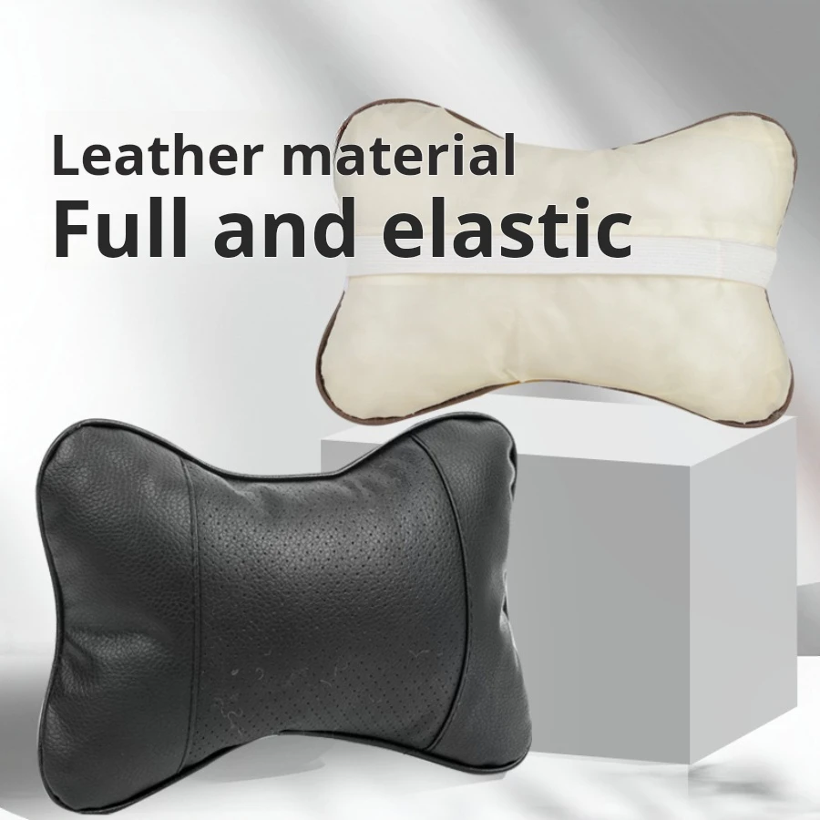 Car Neck Pillows Both Side Pu Leather 1pcs Pack Headrest For Head Pain Relief Filled Fiber Universal Car Pillow