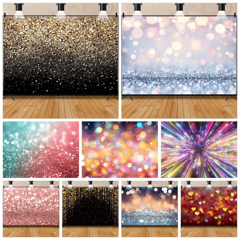 

Vinyl Backdrop with Glitter and Glitter Bokeh Photo Background Hearty Shimmer Sparkle Baby Photo Props Party Banner Decorate