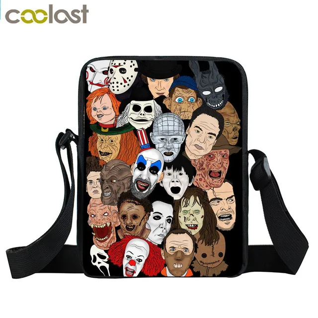 Women Messenger Bag Women Tote Bags Horrible Nightmare Messenger Bag Clown Pattern Book Bag for Woman Shoulder Bags Women Totes Teenage Girls Handbag Gift
