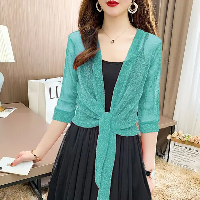 Summer Small Shawl Coat Female Outdoor Sun Protection Scarf Cardigan Gauze Short Outside a Large Size Lace Vest Bib R98