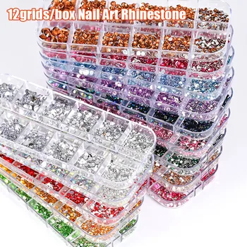 1000Pcs Mixed-Size Mini Round Nail Rhinestone ss6-ss30 Shiny Not- Hotfix Luxury Nail Crystal AB/Pink/Red/Gold Manicure Glass &*& 1