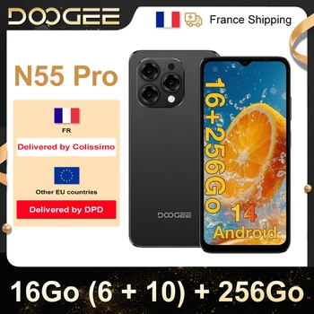 Smartphone Doogee N55 Pro, 6,56 pollici, 90 Hz, IPS, 6 GB di RAM, 256 GB, batteria 5150 mAh, Android 14, sblocco rerecognition