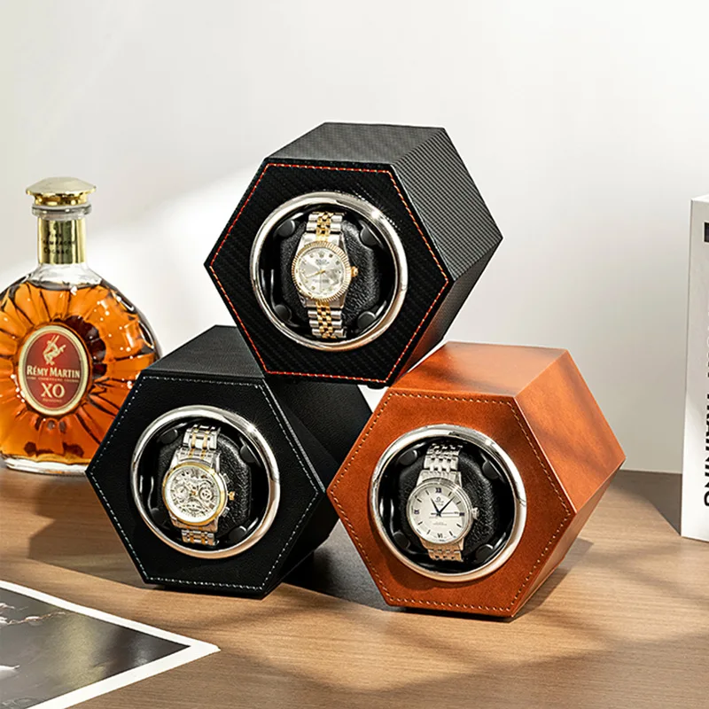 Watch Winder Box Automatic PU Leather Global Universal Power Cord Mechanical Watch Box Automatic Winding watch winder