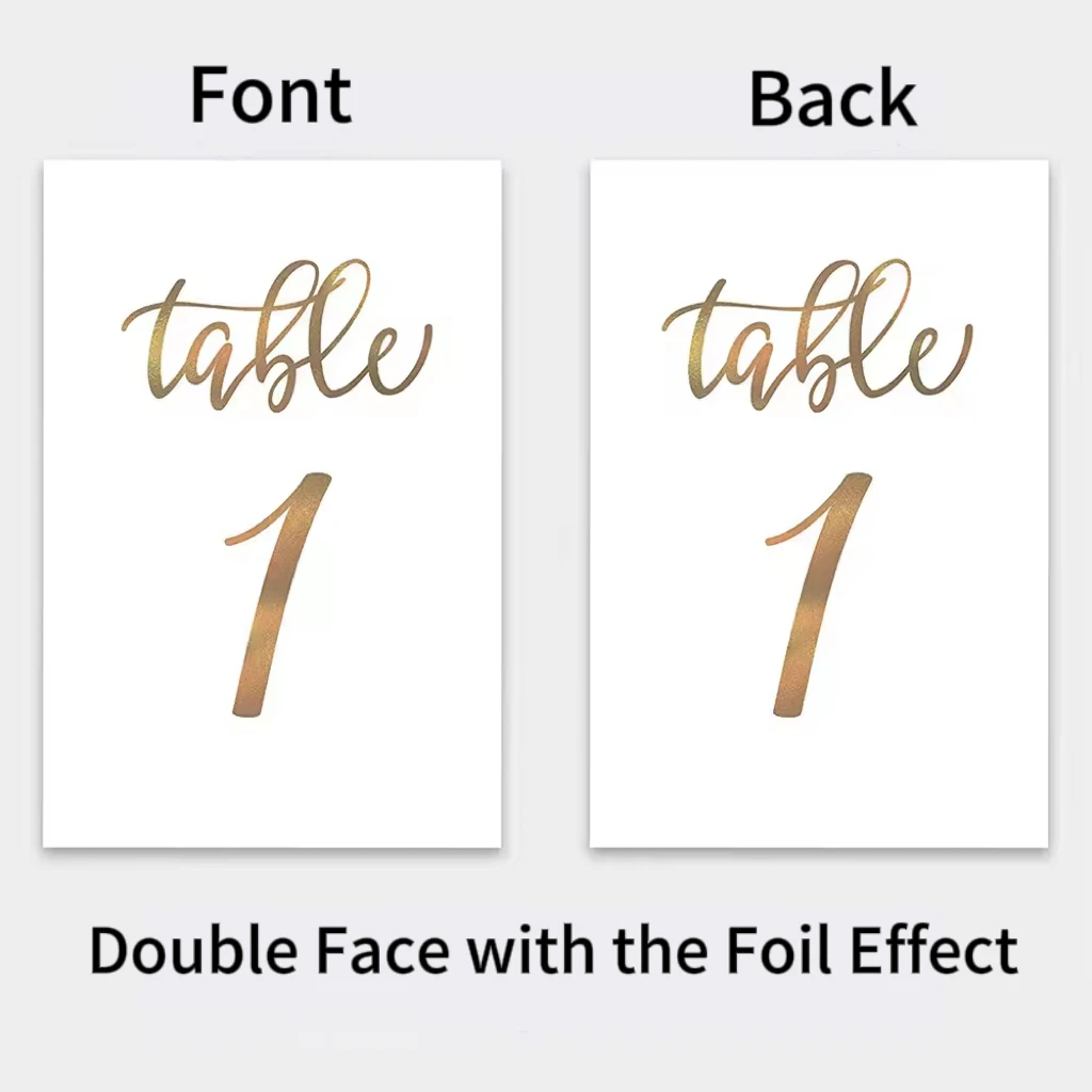 31pcs Number 1 30 Printed Gold Foil Wedding Double Sided Paper Stand Up Table Numbers 31pcs Sliver Foil Cards with Head Table