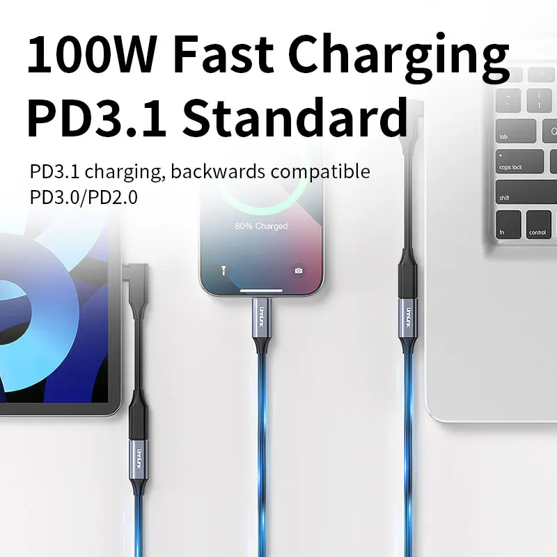 Unnlink Premium USB C Extension Cable with 20Gbps Speed and 100W Power Delivery