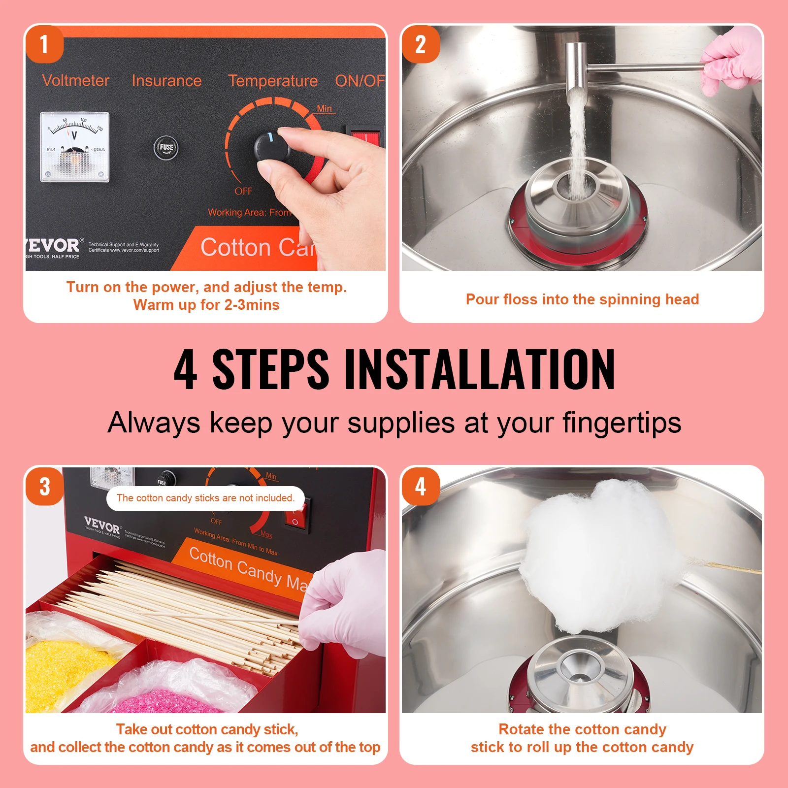 Commercial Electric Cotton Candy Machine Red