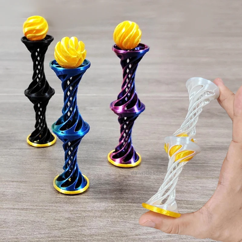 Sensory Fidget Toy 3D Printed Impossible Pyramid Passthrough Fidget Toys Double Layer Helical Tree Diversification Kids Decompression Ornament Gift