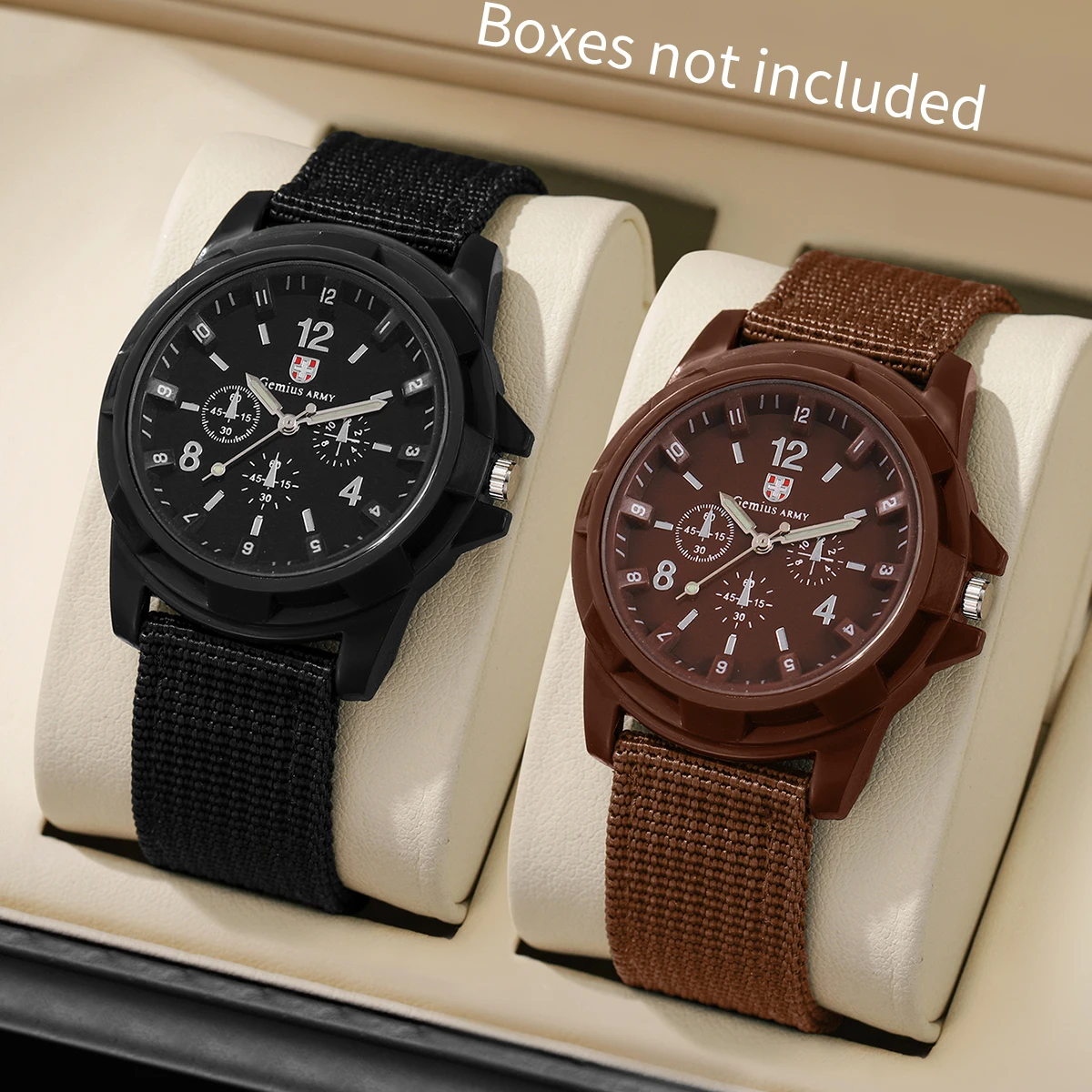 2PCs/Set Men's Retro Watch Combination Set Trendy Countryside Style Nylon Quartz Watch Men's Exquisite Business Watch(No Box)