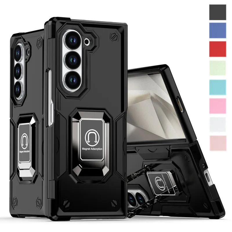 Robuste Schutzhülle für Samsung Galaxy Z Fold 6 5 4, stoßfeste Abdeckung, Metallring, magnetischer Ständer, Funda Coque Capa_voghion.com
