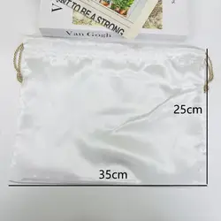 Luxurious Silk Dustproof Drawstring Travel Pouches (S White)