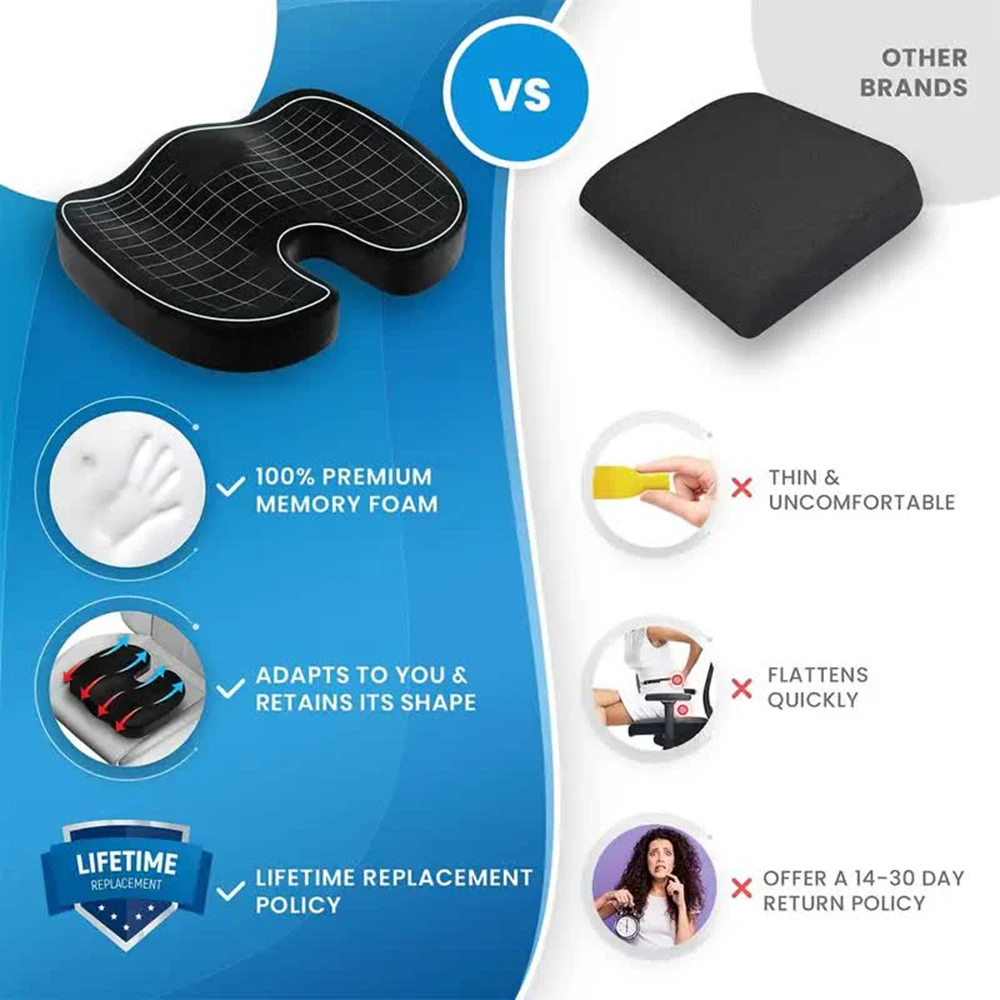 Seat Cushion Office Chair Cushions Pillow Memory Foam Pad Back Pain Relief Cushion Car Office Hip Support Massage Cushion BEST SELLERS Seat Cushion Office Chair Cushions Pillow Memory Foam Pad Back Pain Relief Cushion Car Office Hip Support Massage Cushion BEST SELLERS