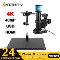 4K 48MP USB HDMI Digital Video Electronic Microscope Camera 130X 150X 180X Zoom C Mount Lens LED Light Lab Phone Repair Tools 1