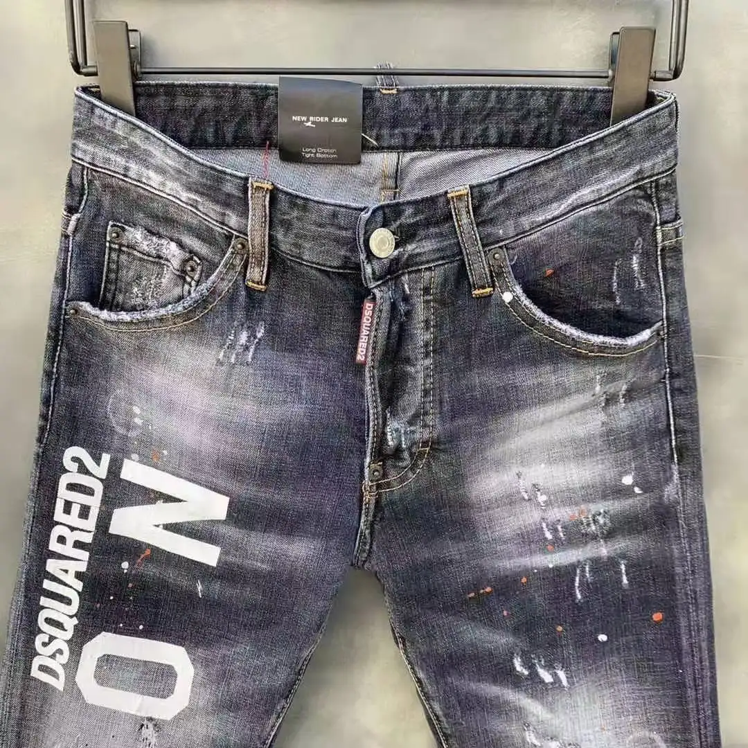 Dsq2 Black Stretch Damage Hole Jeans 