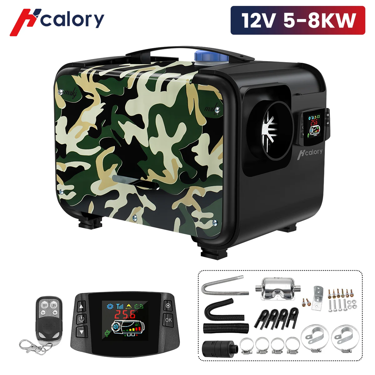 Hcalory 58kw 12v All In One Car Heater Diesel Single Hole Lcd Monitor Parking Warmer For Car