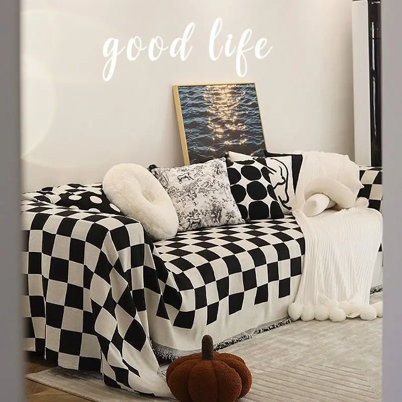 

Sofa Cover Towel Checkerboard Grid Cover Cloth Sofa Cover Decoration Throw Blanket Room Decoration Bed Bed Cover Quilt Blanket