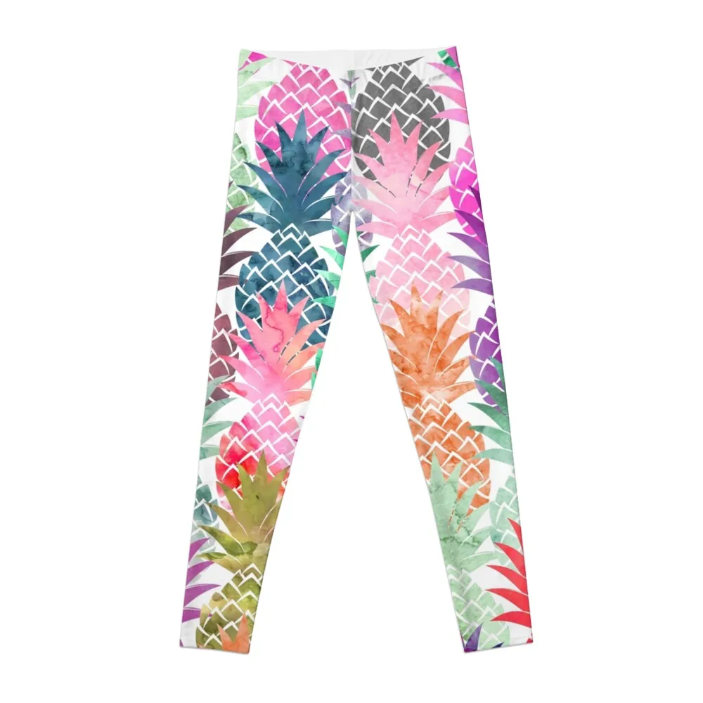 

Bright exotic pineapples pastel watercolor pattern Leggings flared Women's tights Womens Leggings