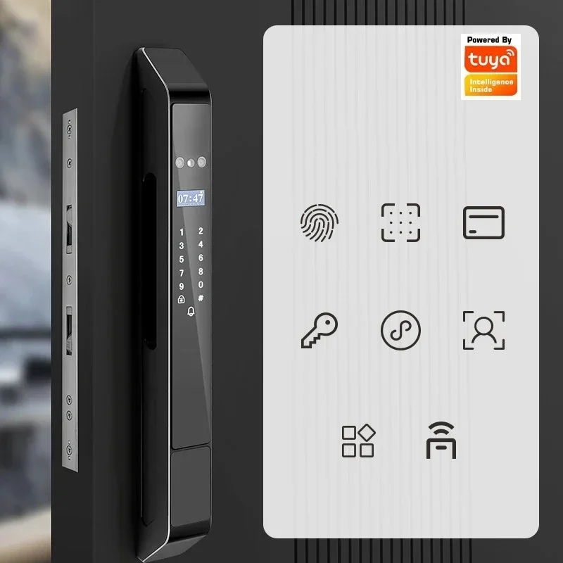 Waterproof Tuya Wifi Double Face Recognition Fingerprint Smart APP Remote Control Password IC Card Key Electronic Door Lock