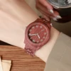 3PCS/Set Women Watches Fashion Wooden Pattern Plastic Band Girls Quartz Watch Reloj Mujer Clock Gift（Without Box） 2