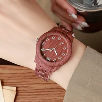 3PCS/Set Women Watches Fashion Wooden Pattern Plastic Band Girls Quartz Watch Reloj Mujer Clock Gift（Without Box） 2