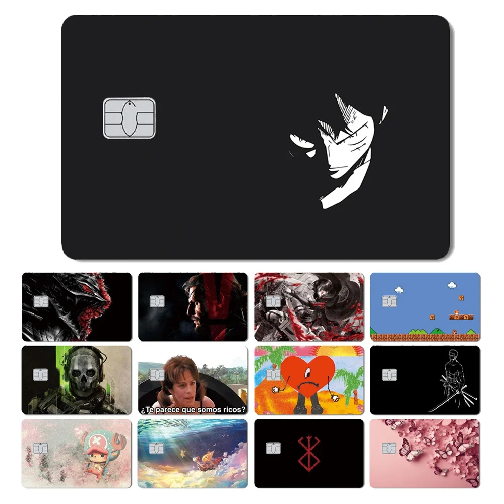 

Cool Kawaii One Piece Army Zorro Luffy Anime Waterproof Bank Credit Card Bus Sticker Toy Gift Small Big Chip