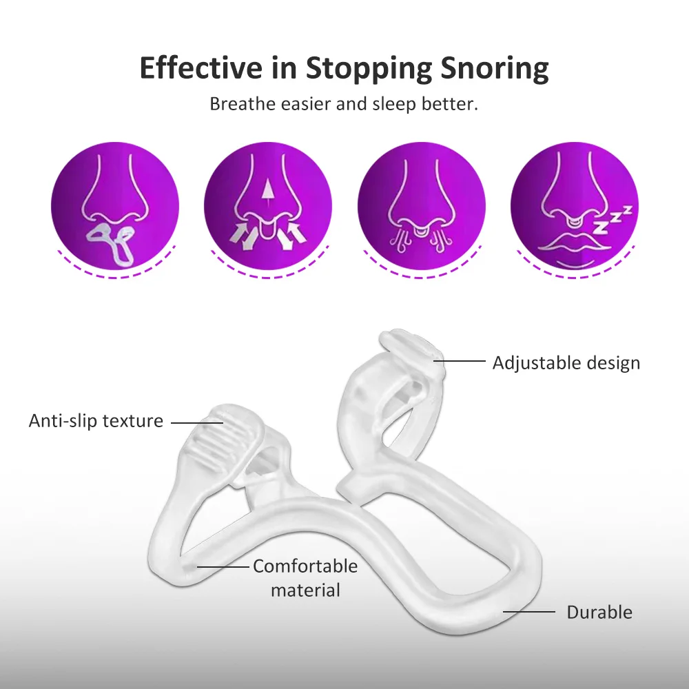 Nasal Dilators for Breathing Sleeping Reusable Internal Nostril Nose Opener 3 Sizes Anti Snoring Device for Sleeping Transparent