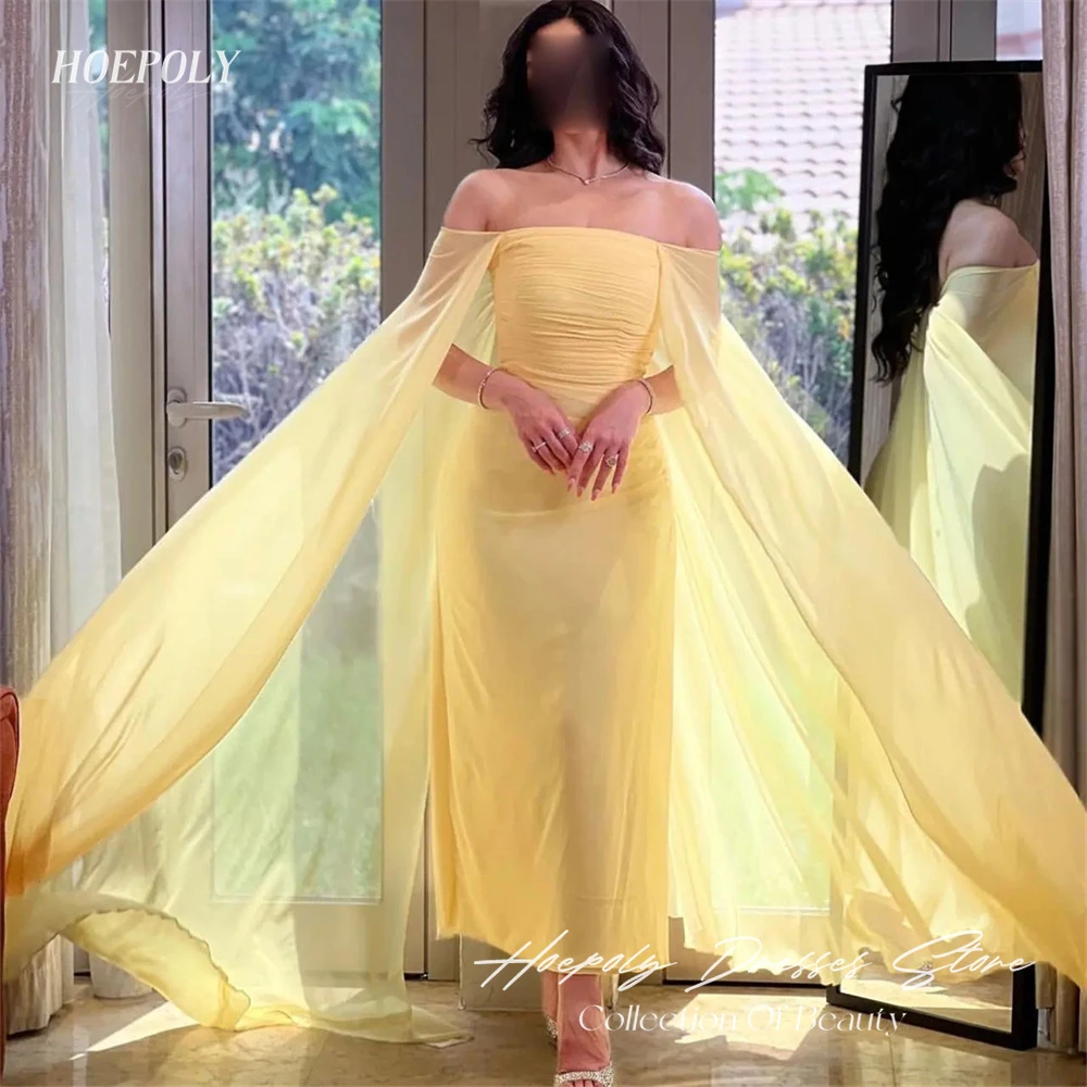 

Hoepoly Fashion Strapless Pleat Long Sleeveless Mermaid Evening Dress Ankle Length Sweep Train Elegant Prom Gown For Woman New