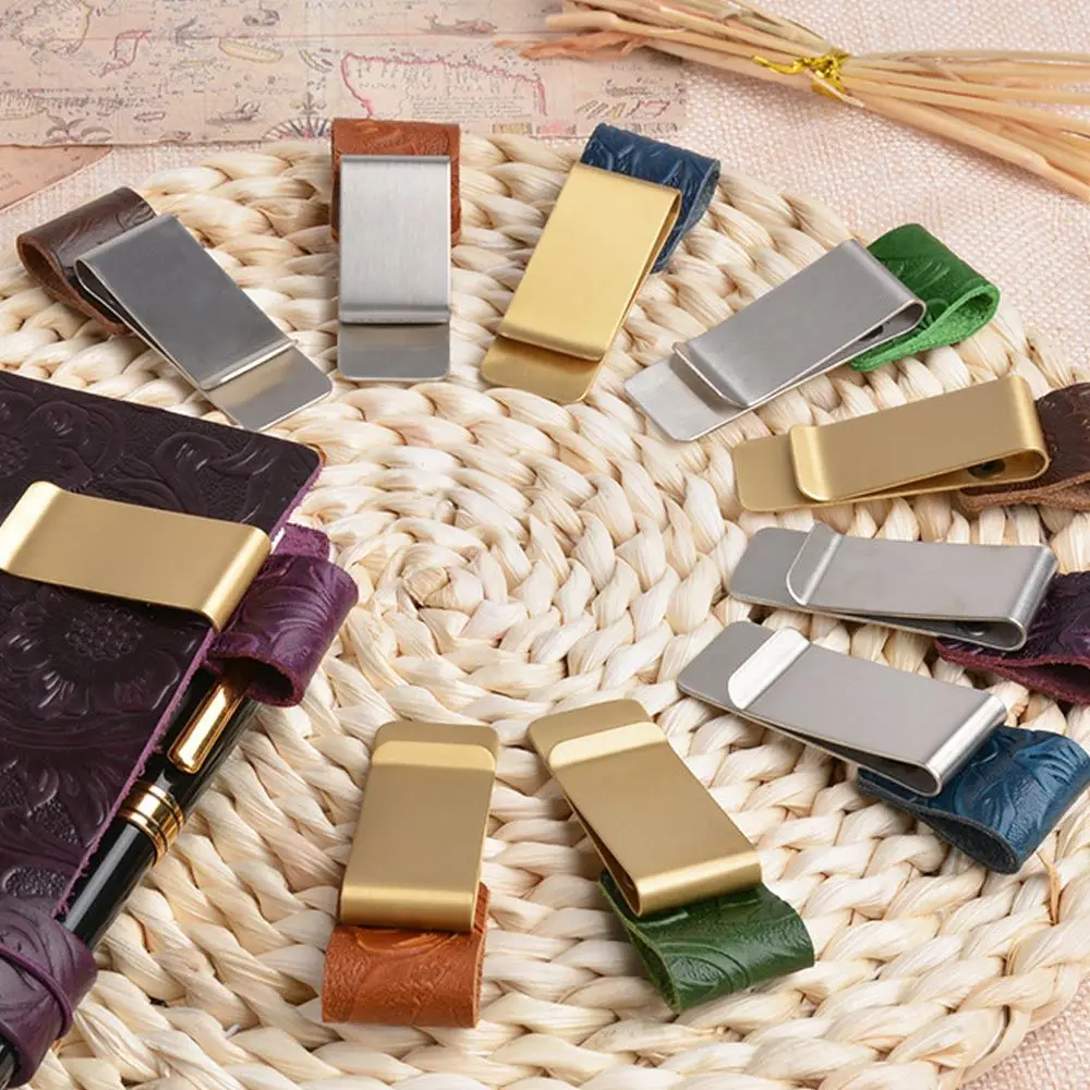 

Винтажный металлический кожаный держатель для ручек, зажимы для журнал, блокнота, записная книжка, записная книжка, латунный зажим, закладки, зажимы из нержавеющей стали